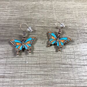 Bohemian Butterfly Earrings in Blue and Orange